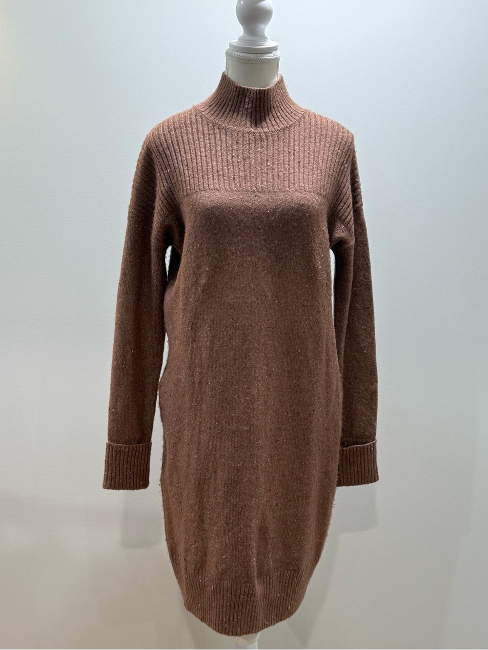 RW&CO. Brown Long Sleeve Mock Neck Sweater Dress
